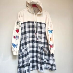 Desigual Nelly Bly long hooded sweetshirt shirt dress women size S